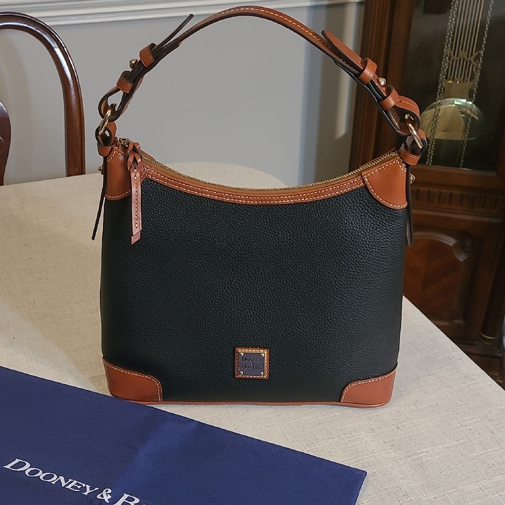 Dooney & Bourke Black and Tan Leather Shoulder Bag
